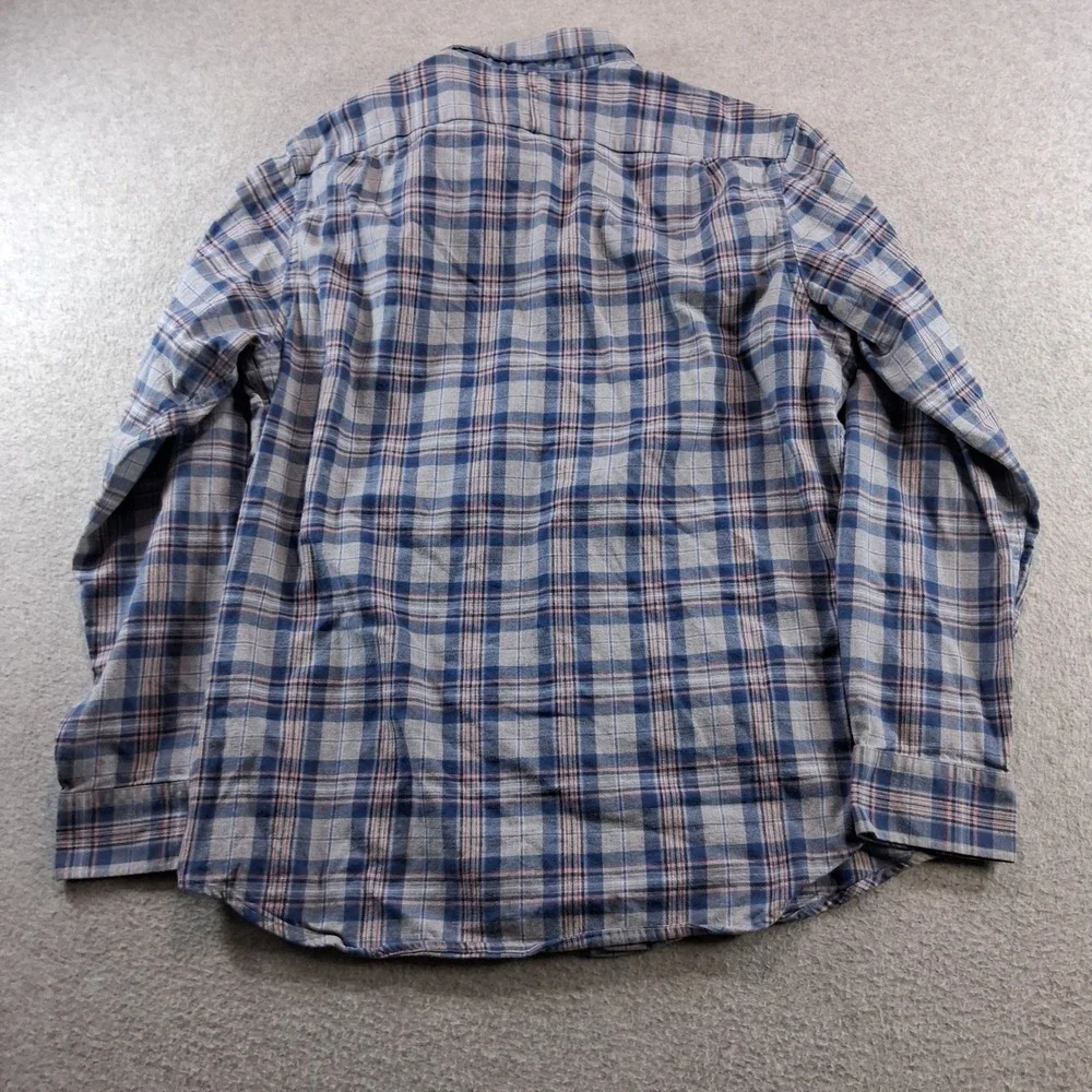 Banana Republic Luxe Flannel Shirt Mens Large Blue Gray Plaid Slim Fit Soft